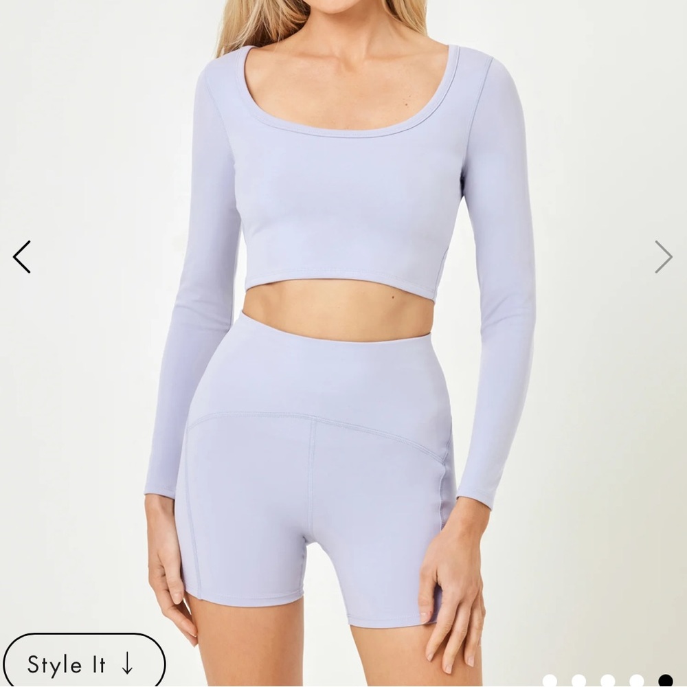 En Pointe Short Ice Blue Spandex Workout Shorts L*Space